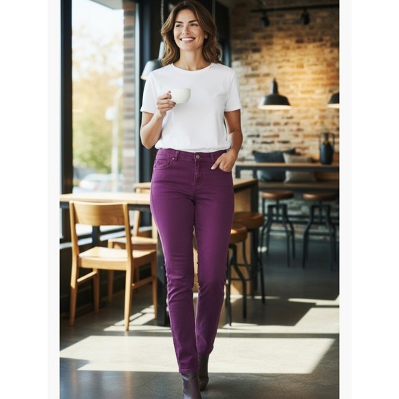 White House Black Market Atzy Pink Blanc Jeans Womens Size 10 r 32x28 Slim Ankle - Picture 8 of 8